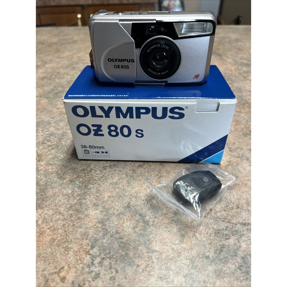 Olympus OZ 80S 35mm Film Camera Silver Point & Shoot AF w/ Box & Remote PARTS